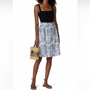 Blue and White Floral A-Line Skirt